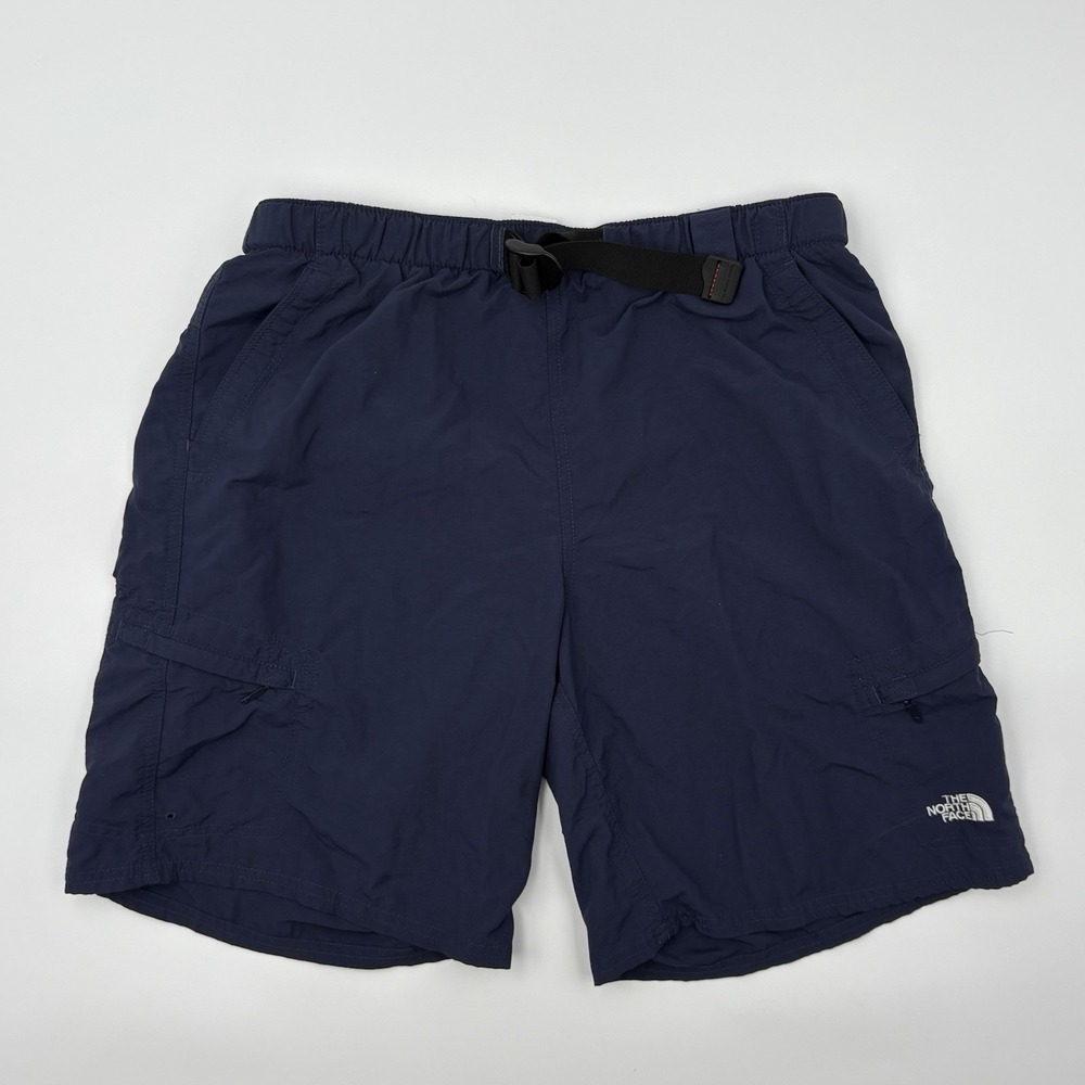 The North Face Shorts Mens Small Blue Nylon Belted Cargo Hiking Utility Casual
